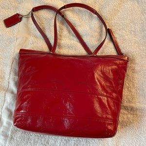 COACH 1941 purse bag handbag tote shoulder leather Red Color medium S 10x14x4 In